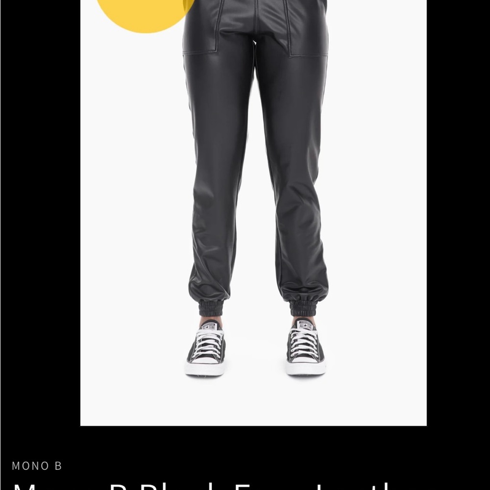 Mono B women’s  Black Faux Leather Joggers